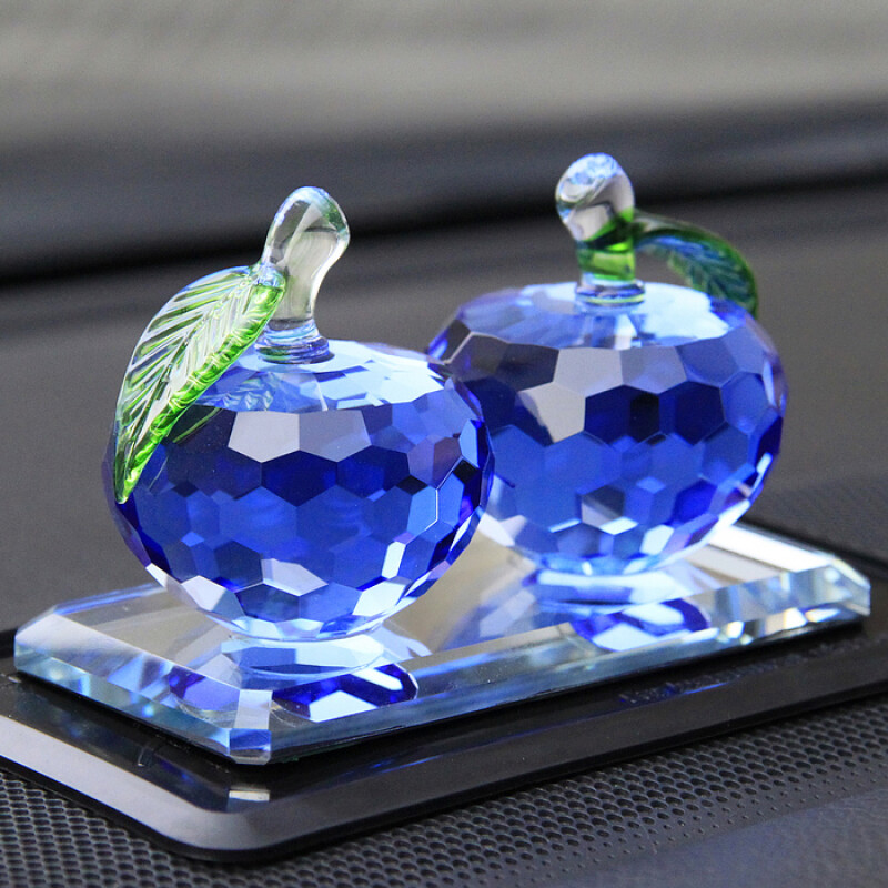 汽車擺件車內(nèi)創(chuàng)意可愛水晶蘋果保平安裝飾品車載車上用品車飾轎車 升級(jí)可加香水蘋果藍(lán)